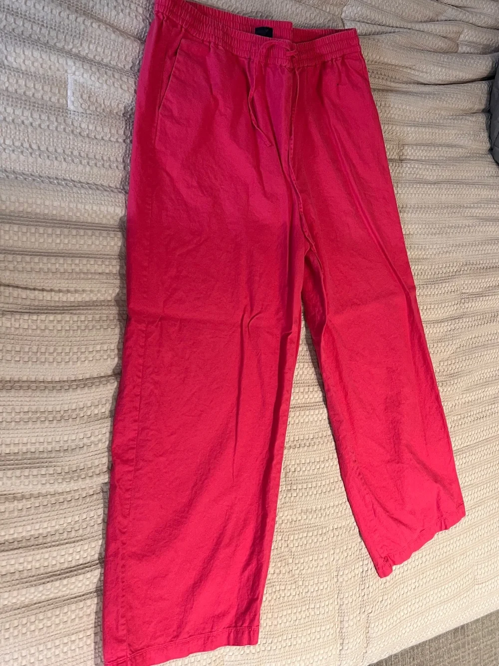 J. Crew Hot Pink Linen Blend Wide Leg Pants - Picture 2 of 10